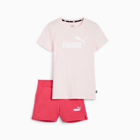 Logo T-shirt en shorts set voor kinderen, Whisp Of Pink, small