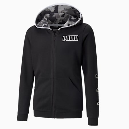 Alpha Full-Zip Youth Hoodie, Puma Black, small-PHL