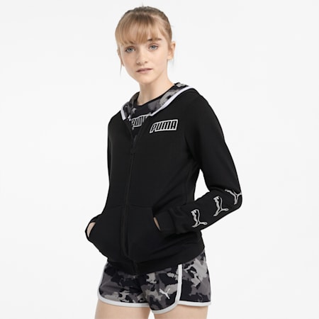 Alpha Full-Zip Youth Hoodie, Puma Black, small-SEA