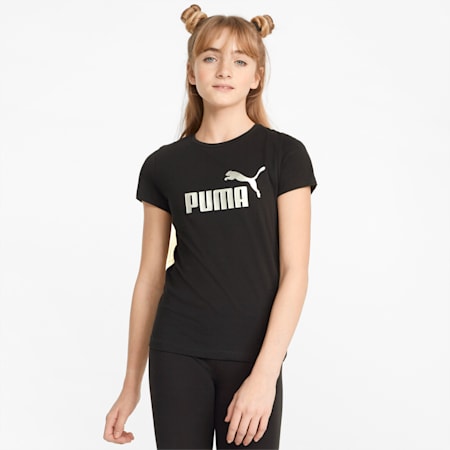 Essentials+ Logo Youth Tee, Puma Black, small-SEA