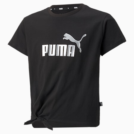T-shirt annodata Essentials+ Logo da ragazza, Puma Black, small