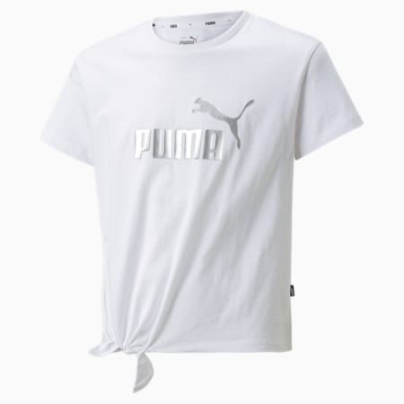 Essentials+ Logo Knotted Youth Tee, Puma White, small