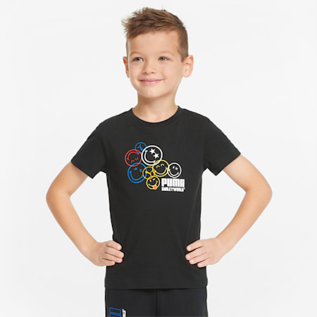 PUMA x SMILEY WORLD Kids' Tee, Puma Black, small-PHL