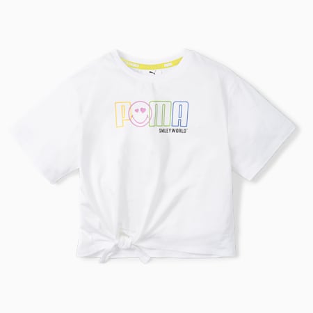 PUMA x SMILEY WORLD Kids' T-shirt, Puma White, small-IND