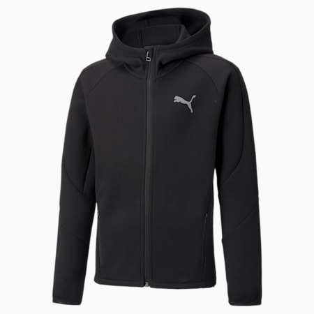 Evostripe hoodie met rits voor jongeren, Puma Black, small