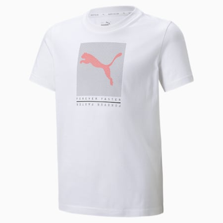 เสื้อยืดเด็กโตลายกราฟิก Active Sports, Puma White, small-THA