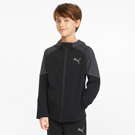 Active Sports Full-Zip Youth Hoodie, Puma Black, small-PHL