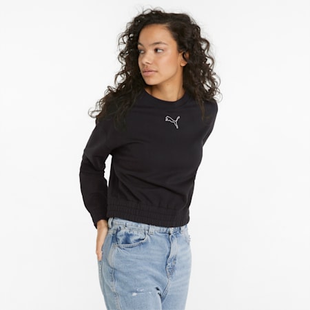 HER Crew Neck Women's Sweater, Puma Black, small-IND
