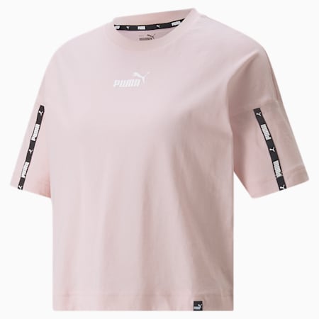 Power Tape Cropped Women's Tee, Chalk Pink, small