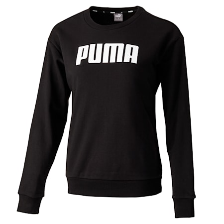 Essentials French Terry Crew Neck Women's Sweater, Puma Black, small-PHL