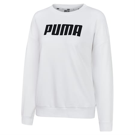 Essentials French Terry Crew Neck Women's Sweater, Puma White, small-AUS