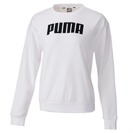 Essentials French Terry Crew Neck Women's Sweater, Puma White, small-SEA