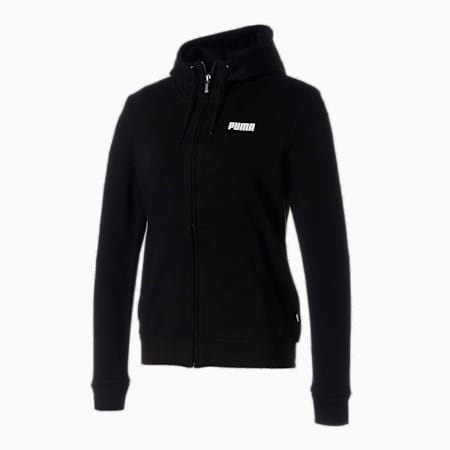 Essential Full-Zip Regular Fit Women's Hoodie, Puma Black, small-SEA