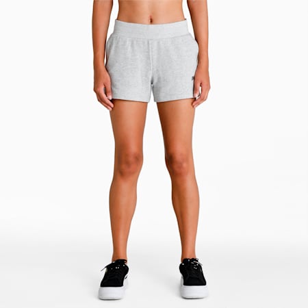 Essential Knitted Women's Sweat Shorts, Light Gray Heather, small-IND