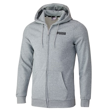 Essentials French Terry Full-Zip Men's Hoodie, Medium Gray Heather, small-SEA