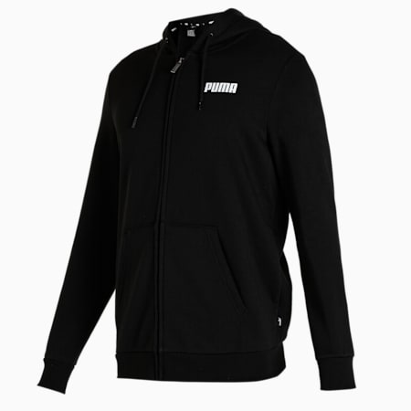 Essentials Full-Zip Full-Length Men's Hoodie, Puma Black, small-AUS