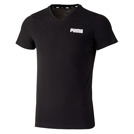 Essentials V-Neck Men's T-shirt, Puma Black, small-SEA