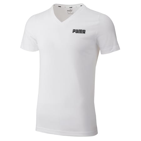 Essentials V-Neck Men's T-shirt, Puma White, small-SEA