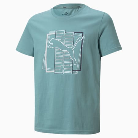 Alpha Graphic Youth Tee, Mineral Blue, small