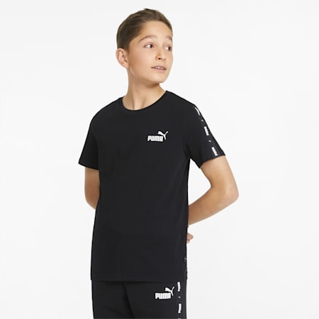 Essentials + Jugen-T-Shirt mit Logo-Tape, Puma Black, small