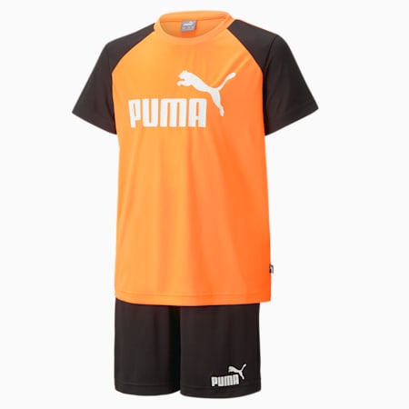 Conjunto juvenil de camiseta y shorts de poliéster, Ultra Orange, small