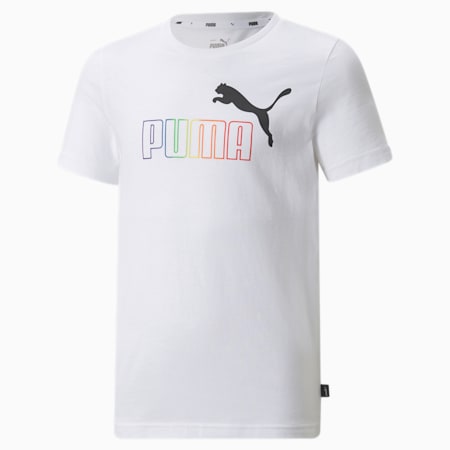 Essentials+ Rainbow Youth Tee, Puma White, small-SEA