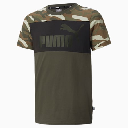 Damen Bekleidung Sport- PUMA Essentials Training Jugend-T-Shirt mit Camouflage-Print Kinder in Grün und Fitnesskleidung Sweatshirts 