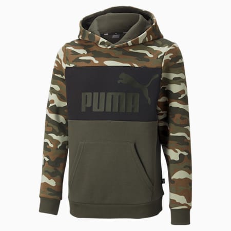 Essentials+ Camo Youth Hoodie, Forest Night, small