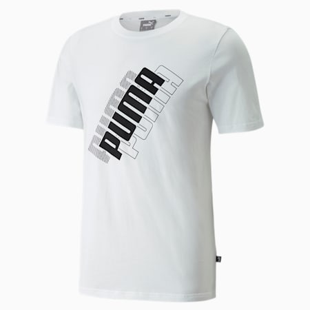 Power Logo T-shirt voor heren, Puma White, small