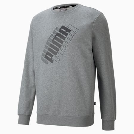PUMA Power Logo Men's Regular Fit Sweatshirt, Medium Gray Heather, small-IND