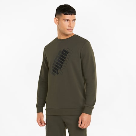 Power Logo Men's Crew, Forest Night, small-AUS