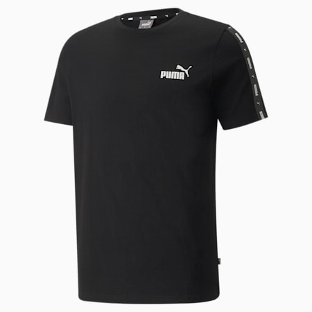 Essentials + Herren-T-Shirt mit Logo-Tape, Puma Black, small