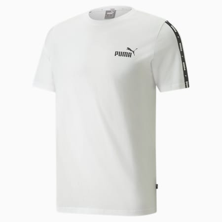 Essentials + Herren-T-Shirt mit Logo-Tape, Puma White, small