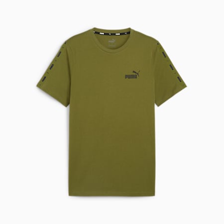 Essentials + Herren-T-Shirt mit Logo-Tape, Olive Green, small