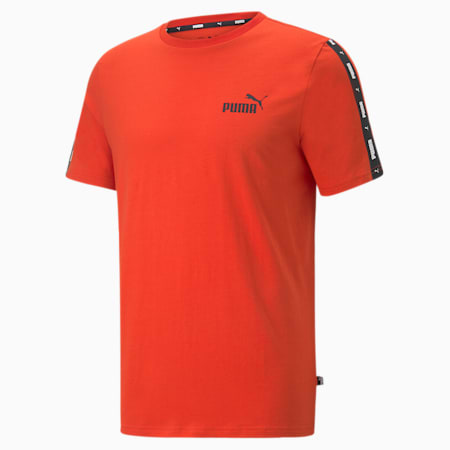 Essentials + Herren-T-Shirt mit Logo-Tape, Burnt Red, small
