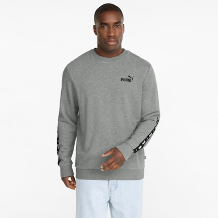 Essentials+ Herren-Sweatshirt mit Rundhalsausschnitt und Logo-Tape, Medium Gray Heather, small