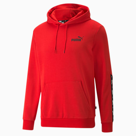 Essentials+ Tape Men's Hoodie, High Risk Red, small