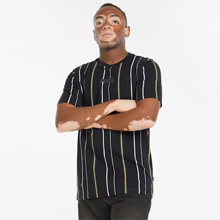 Modern Basics Striped Tee Men, Puma Black, small-SEA