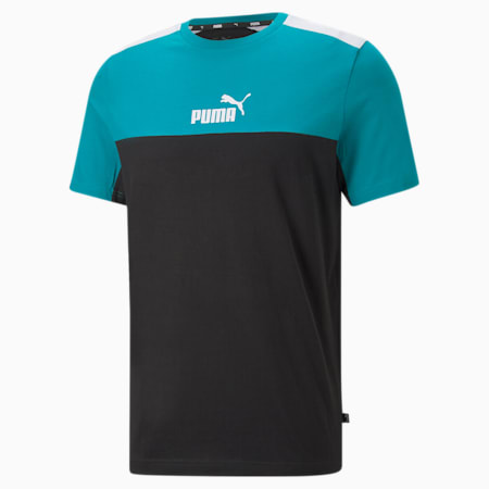 Colorblock Men's T-Shirt, Deep Aqua, small-IND
