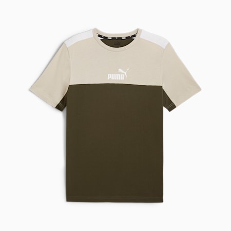 Essentials+ Block T-Shirt Herren, Dark Olive, small