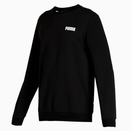 Essentials Full-Length Men's Crew Neck Sweatshirt, Puma Black, small-NZL