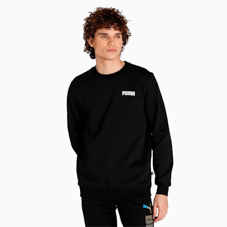 Essentials Full-Length Men's Crew Neck Sweatshirt, Puma Black, small-NZL