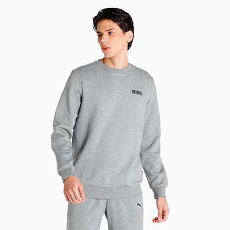 Essentials Full-Length Men's Crew Neck Sweatshirt, Medium Gray Heather, small-NZL