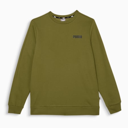 Essentials Full-Length Men's Crew Neck Sweatshirt, Olive Green, small-AUS