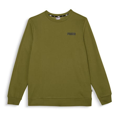 Essentials Full-Length Men's Crew Neck Sweatshirt, Olive Green, small-AUS