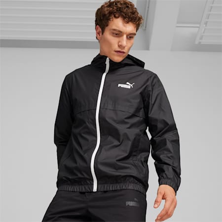 Essentials Solid Windbreaker Jacket Men, PUMA Black-All black, small