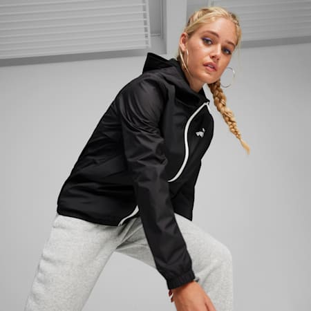 Jaket Windbreaker Solid Wanita Essentials, PUMA Black-All Black, small-IDN