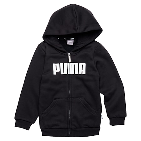 Essentials Full-Zip Boys Hoodie, Puma Black, small-AUS