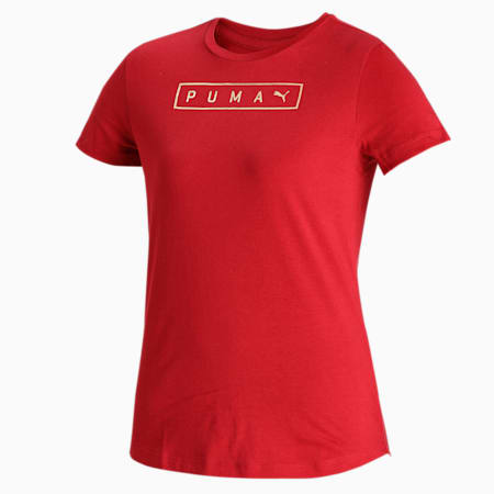 PUMA Graphic Women's Regular Fit T-Shirt, Red Dahlia, small-IND