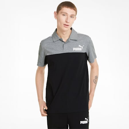 Essentials+ Block Jersey Men's Polo Shirt, Puma Black, small
